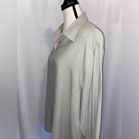 Women’s FRENCH LAUNDRY oatmeal linen blend buttoned shirt size XL - Picture 3 of 15